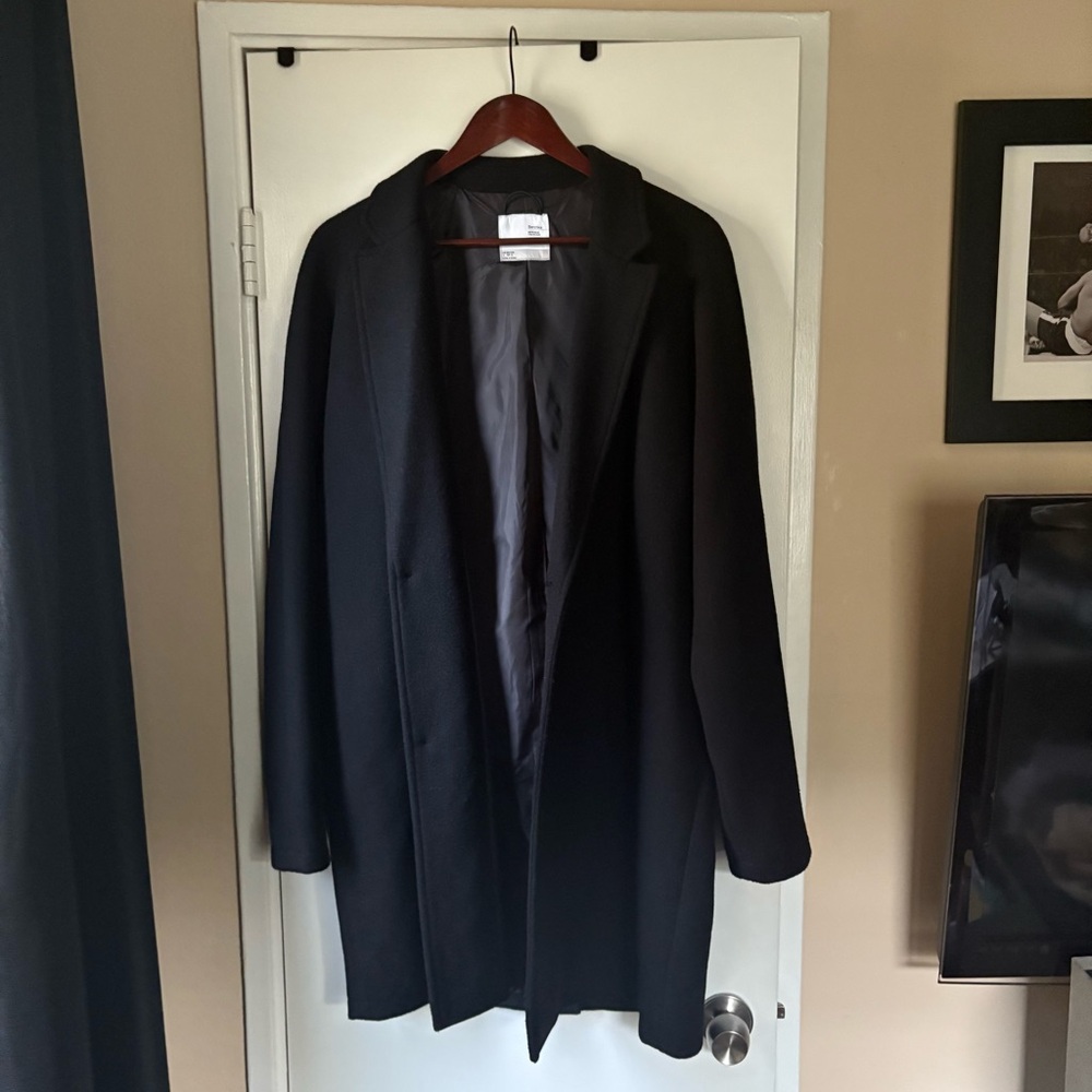 Bershka Men's Black Peacoat